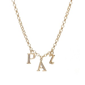 Colar Paz com Zircônia Corrente Elo Português 40 cm Banhado a Ouro 18k