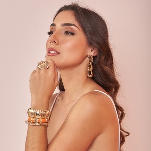 Brinco Cartier Corrente Três Elos Dourado