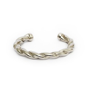 Pulseira Bracelete Trançada Lisa Prateada