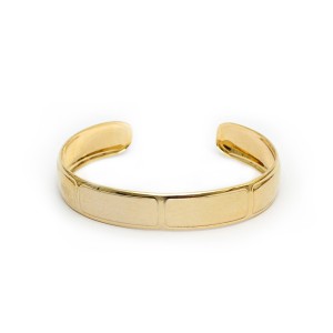 Pulseira Bracelete Bloco Liso Desenhado Dourado