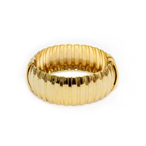 Pulseira Bracelete Listras Stripe Lisa Dourado