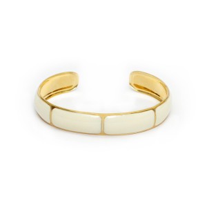 Pulseira Bracelete Blocos Esmaltado Branco e Dourado