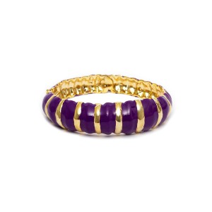 Pulseira Bracelete Escamas em Esmaltado Roxo e Banho Dourado
