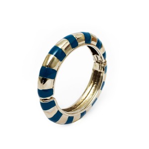 Pulseira Bracelete Listras Stripe Azul e Prateado