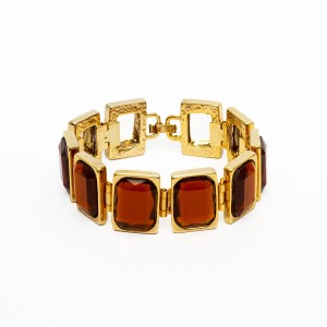 Pulseira Geométrica Resina Caramelo Dourada