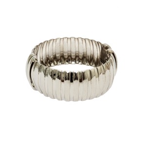 Pulseira Bracelete Listras Stripe Lisa Prateado