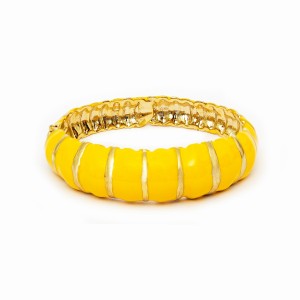 Pulseira Bracelete Escamas em Esmaltado Amarelo e Banho Dourado