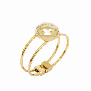 Pulseira Bracelete Aro Duplo e Bola Amassada Dourado