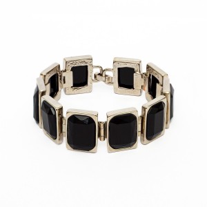 Pulseira Geométrica Resina Preto Prateada