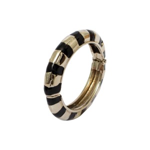 Pulseira Bracelete Listras Stripe Preto e Prateado