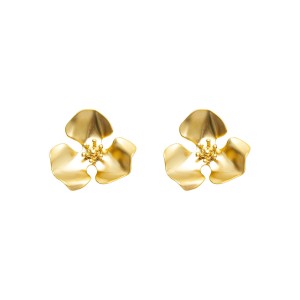 Brinco Flor Tulipa Lisa Dourado Fosco
