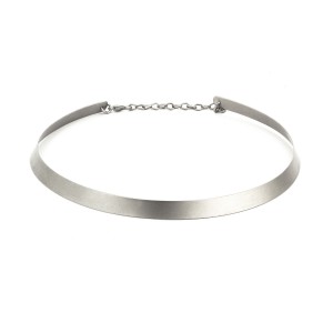 Colar Choker Aro Fino Prateado Fosco