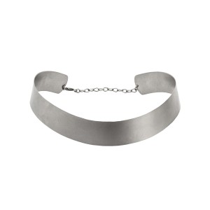 Colar Choker Aro Prateado Fosco
