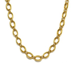 Colar 75 cm Elo Duplo Redondo Dourado Fosco Longo