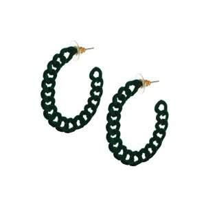 Brinco Argola Vazada Veludo Verde