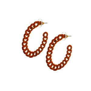 Brinco Argola Vazada Veludo Caramelo