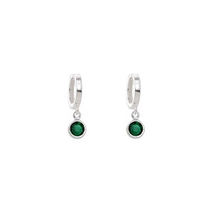 Brinco Argola Ponto de Luz Verde PP Prata 925
