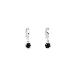 Brinco Argola Ponto de Luz Preto PP Prata 925