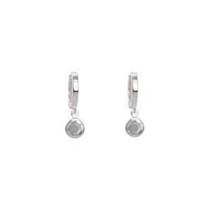 Brinco Argola Ponto de Luz Cristal PP Prata 925