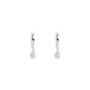 Brinco Argola Ponto de Luz Oval Cristal PP Prata 925