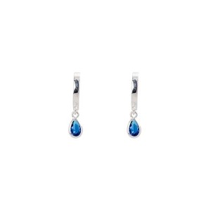 Brinco Argola Ponto de Luz Oval Azul PP Prata 925