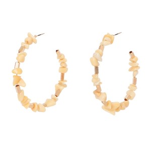 Brinco Argola Dourado com Cascalho Bege