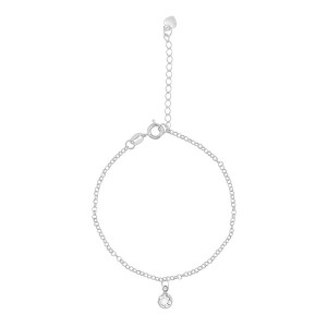  Tornozeleira Medalha Cristal Prata 925