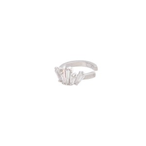 Brinco Piercing Falso Coroa Cristal Banhado a Ródio Branco