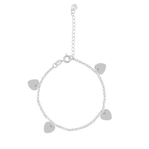 Pulseira 4 Pingentes de Coração Prata 925