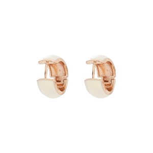 Brinco Argola Dourado Esmaltado Off White