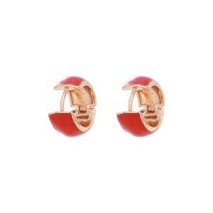 Brinco Argola Dourado Esmaltado Vermelho