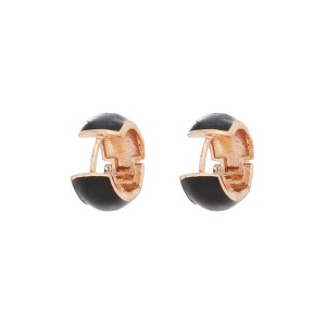 Brinco Argola Dourado Esmaltado Preto