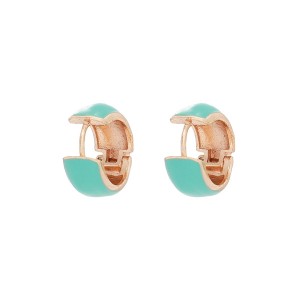 Brinco Argola Dourado Esmaltado Azul Turquesa