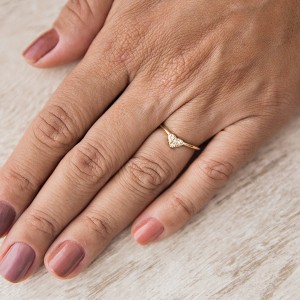 Anel Aliança Coração Zircônia Banhado a Ouro 18k