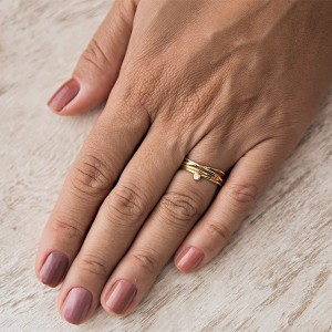 Anel Ninho Com Zircônia Banhado a Ouro 18k