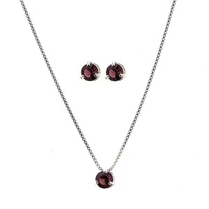 Conjunto Zircônia Roxo Ametista 45 cm Prata 925