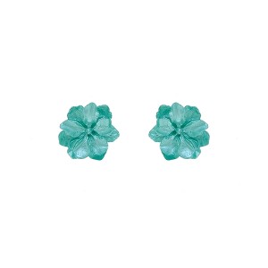 Brinco Flor Botão Acrílico Brilhoso Verde