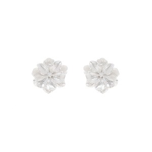 Brinco Flor Botão Acrílico Brilhoso Branco