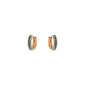 Brinco Argola Dourado Esmaltado Verde  Cravejado com Zircônia