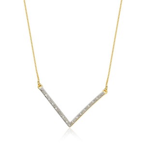 Colar V Rodinado e Zircônia 45 cm Banhado a Ouro 18k