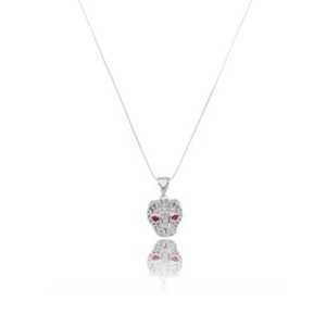 Colar Tigre Cravejado e Esmaltado 40 cm Banhado a Ródio Branco