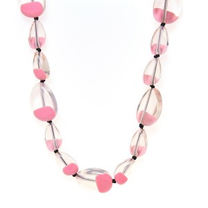 Colar Gomos Resina Mesclado Rosa 65 cm