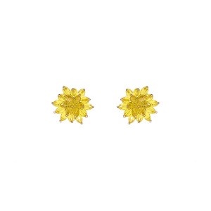 Brinco Botão Flor Cristal Amarelo