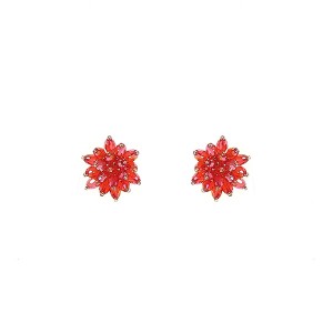 Brinco Botão Flor Vermelho
