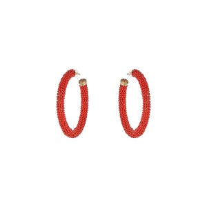 Brinco Argola Miçangas Vermelho