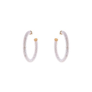 Brinco Argola Miçangas Branco
