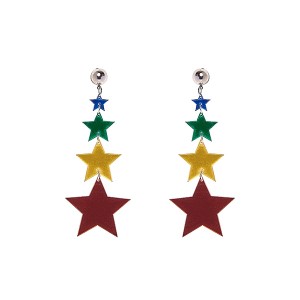 Brinco Estrela Colorido Acrílico