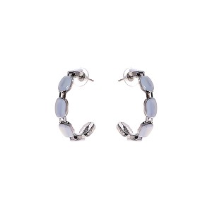 Brinco Argola Prateada com Esmaltado Branco