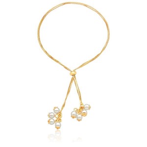Pulseira Cacho em Pérolas Regulável Banhado a Ouro 18k