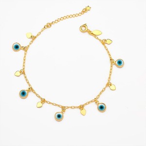 Pulseira Olho Grego com Pingente Coração Banhado a Ouro 18k